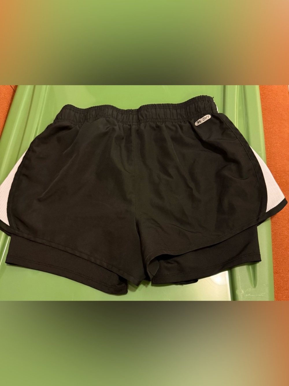 RBX Black Athletic Running Shorts with White Side Panels - Picture 2 of 4